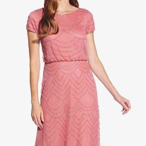 Adrianna Papell Short Sleeve beaded gown